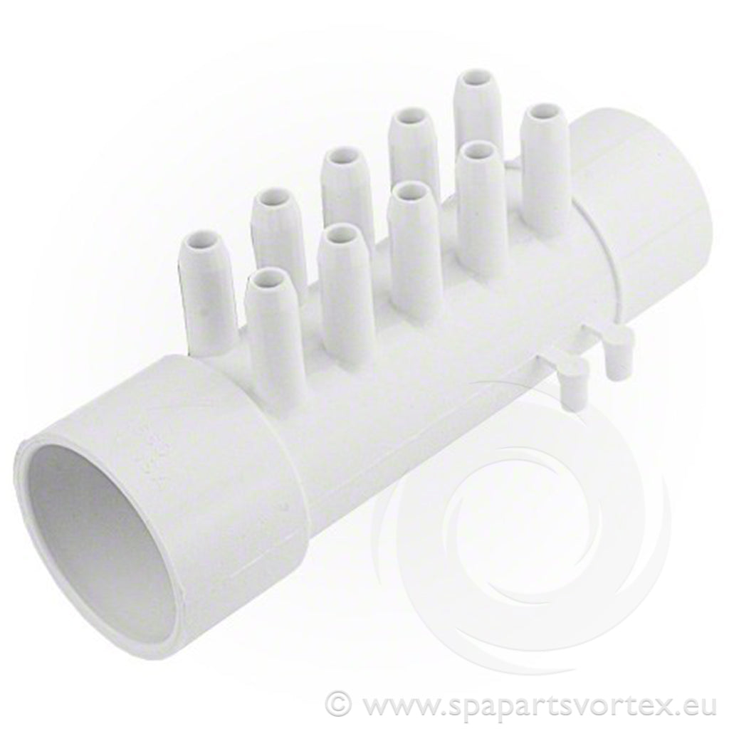 Nourrice 1,5" M/F avec 10 sorties biseaut?es 3/8" + 4 bouchons