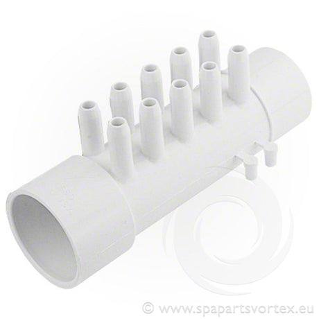 Nourrice 1,5" M/F avec 10 sorties biseaut?es 3/8" + 4 bouchons
