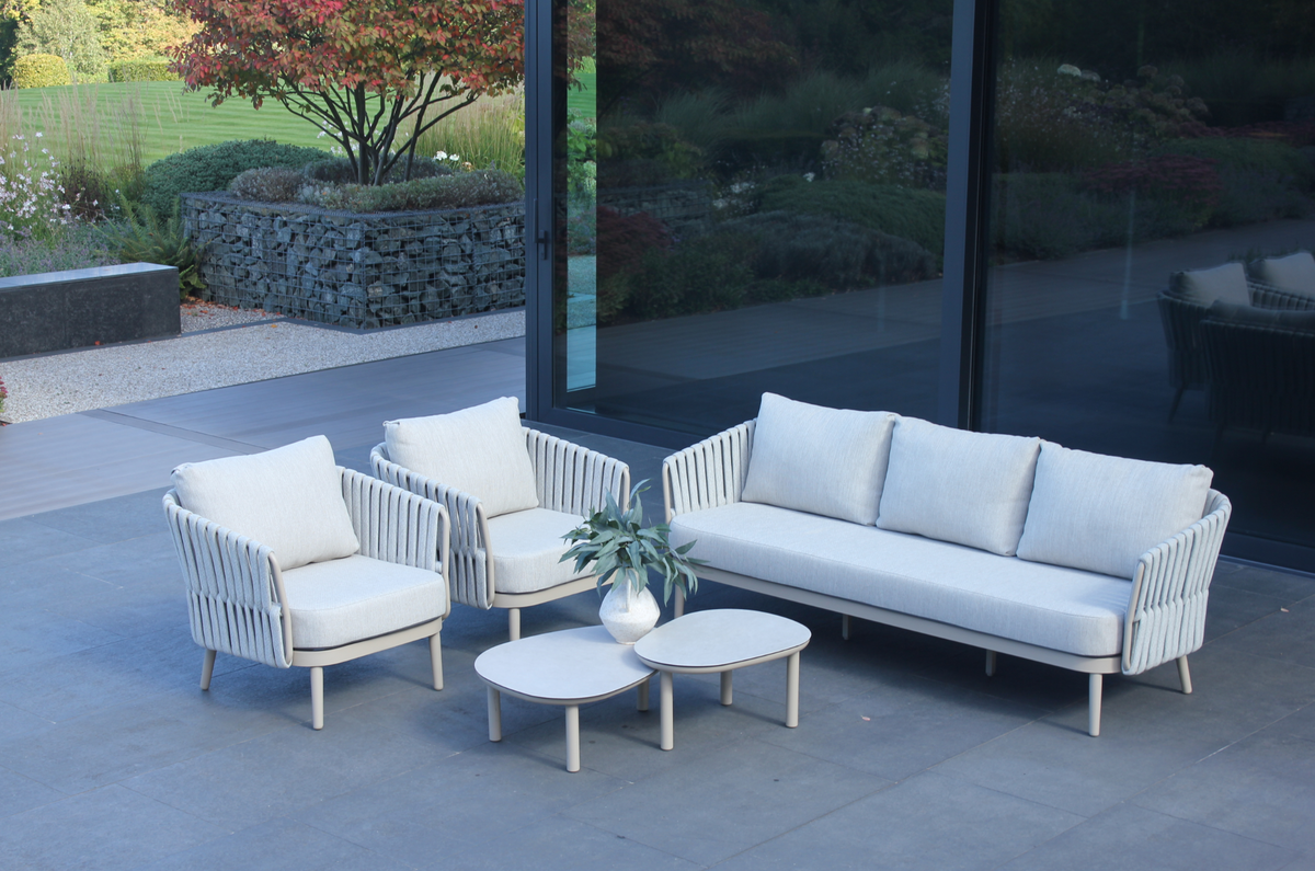Eva Bench with 2 Single Chairs and 2 Coffee Tables